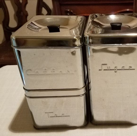 Mid-century modern metal canister set.